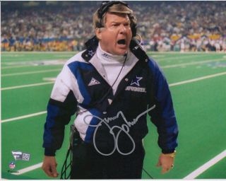 Jimmy Johnson Dallas Cowboys Autographed 8 " X 10 " Coaching Photograph