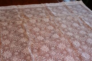 Vintage 2 Lace Curtain Panels 42x60 And 40x52 Flowers Off White
