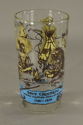 Vintage Character Glass - Davy Crockett Indian Fighter Hero Of Alamo