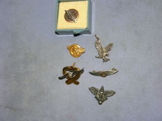 6 Vintage Ww Ii Period Pilots Wings Pins Some Sterling