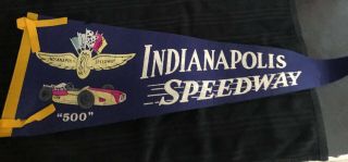 Vintage 1960’s Felt Full Sized Indianapolis 500 Indy Racing Pennant 26”