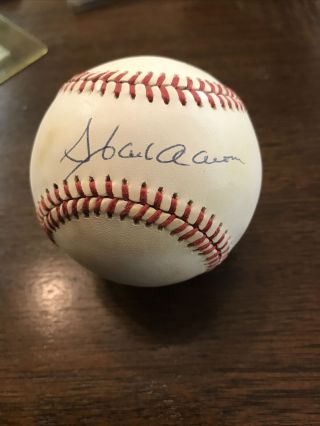 Hank Aaron Autographed Baseball Hof,  Certificate Of Authenticity