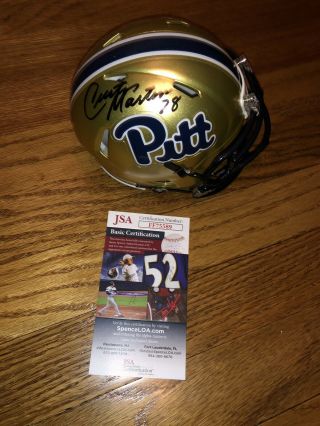 Curtis Martin Signed Pittsburgh Panthers Football Mini Helmet Jets Hof Rare Jsa