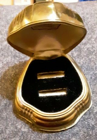 Vintage Jewelry Ring Box Black Vevet Presentation Brass