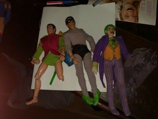 Vintage 1970s Mego Joker Batman And Robin Action Figures