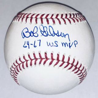 Bob Gibson Signed “64 - 67 Ws Mvp” Cardinals Autograph Omlb Auto Baseball Jsa