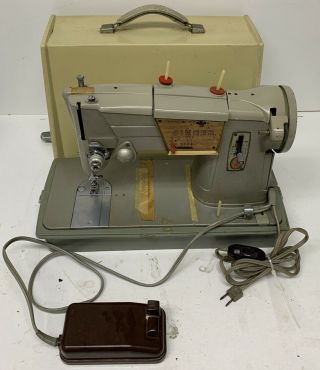 Vintage 1960s Singer 328k Heavy Duty Sewing Machine W/case & Foot Pedal