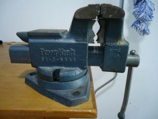 Vintage Powr Kraft Vise With Pipe Jaws & Anvil Made In Usa 84 - 3 - 5444