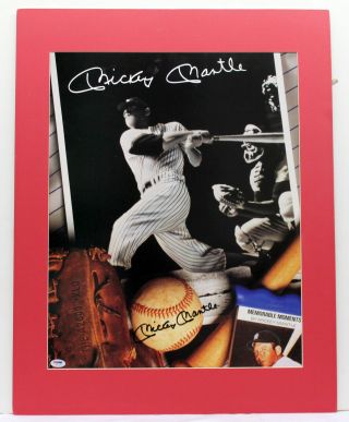 Mickey Mantle Signed Autographed 20 " X 24 " Poster Matted Yankees Psa/dna K77170