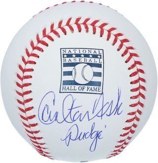 Carlton Fisk Boston Red Sox Signed Hall Of Fame Logo Baseball With " Pudge " Insc