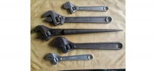 Group Of Vintage Adjustable Wrenches Klein / Crescent / Utica / Stanley