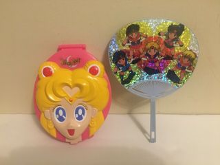 Vintage Sailor Moon Cheek Blush Lip Tint Compact With Mirror 1995 & Fan