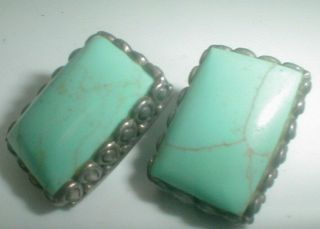 Vintage Large Sterling Silver Turquoise Post Back Gorgeous Blue Earrings See All