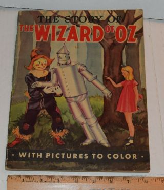Story Of The Wizard Of Oz - Vintage Book 1939 With Pictures To Color Whitman