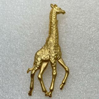 Signed Jj Vintage Giraffe Brooch Pin Gold Tone Safari Animal Costume Jewelry