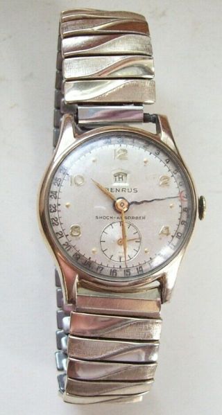 Vintage Benrus Mens Wrist Watch Second Hand And Day Date