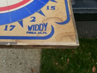 Vintage 1980 ' s WIDDY 2 Sided WOOD DART BOARD 3