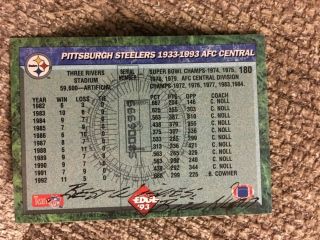 Signed 1993 Collector’s Edge Pittsburgh Steelers Bill Hillgrove Bill Nunn Scout