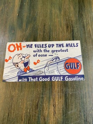 Vintage Gulf Gasoline Gas Oil Advertising Ink Blotter