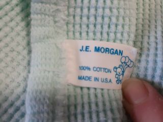 Vintage Je Morgan Thermal Waffle Weave Receiving Baby Blanket Aqua 24 X 32 Usa