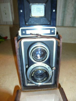Vintage Zeiss Ikon Camera,  Brown Leather Case,  Ikoflex,  Very Good