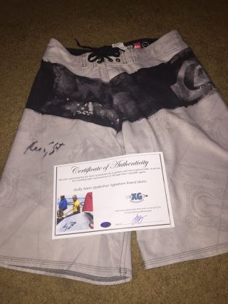 KELLY SLATER SIGNED AUTOGRAPHED SIGNATURE QUIKSILVER SURF BOARD SHORTS - PROOF 2