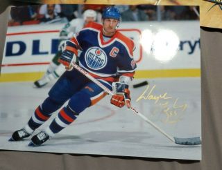 Wayne Gretzky Autographed 8x10 Edmonton Oilers Photo Nhl Signed Gold