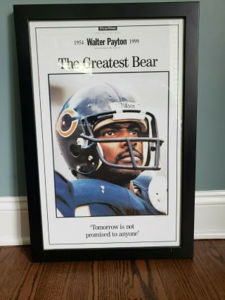 Walter Payton " The Greatest Bear " Chicago Tribune Print - Framed