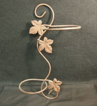 Vintage 19 " Rustic Wrought Iron Wall Hanging Flower Pot Holder