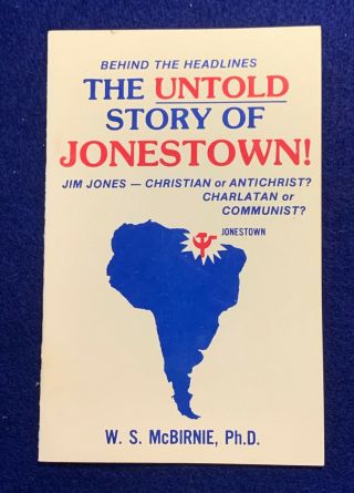 Vintage Religious Booklet The Untold Story Of Jonestown W.  S.  Mcbirnie,  Ph.  D.