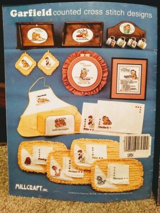 Two Vtg 1978 Garfield Counted Cross Stitch Pattern Books Booklets Cook Alphabet 3