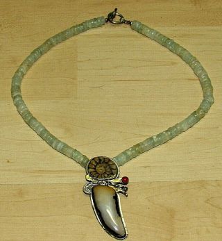 Unique Vintage Designer Artisan Mark Handmade Sterling 22k Gold Pendant Necklace