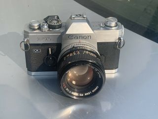 Vintage Canon Ftb Ql 35mm Slr Film Camera W/ Canon Fd 50mm 1:1.  4 Lens -