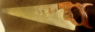 Vintage Disston D - 23 10 Hand Saw 1840 Henry Disston & Sons Wheat Handle