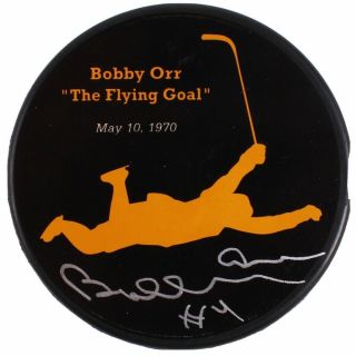 Bobby Orr Signed Commemorative 1970 Stanley Cup The Flying Goal Puck Orr