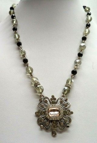 Stunning Vintage Estate Signed Avon Silver Tone Crystal 18 " Necklace 3730q