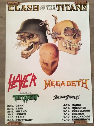 Slayer Anthrax Megadeth Clash Of The Titans Tour Poster Flyer Vintage 1991