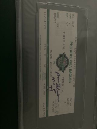 Psa/dna Don Shula Signed 325th Victory Win Ticket Full Slab Eagles Dolphins