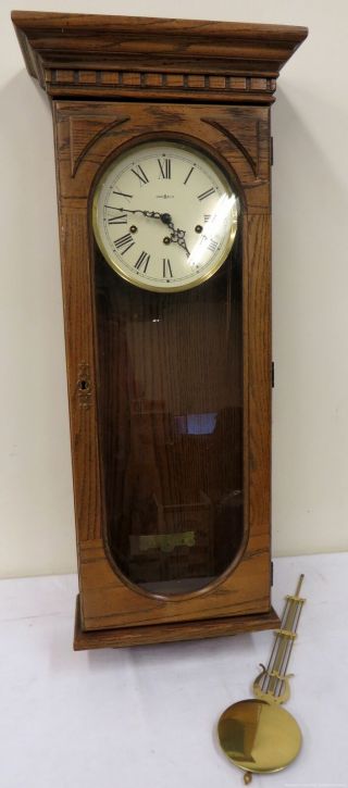 Vintage Howard Miller Wood & Glass Pendulum Wall Decor Clock [locked]