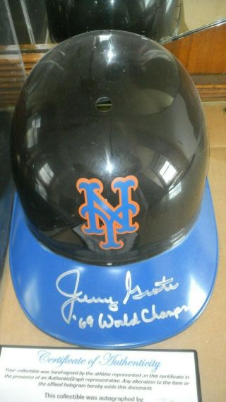 Jerry Grote signed autographed Full Size Mets Batting Helmet Tom Seaver catcher 3