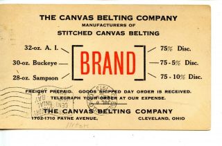 Canvas Belting Company - Cleveland - Ohio - 1913 Vintage Postal - Advertising Postcard