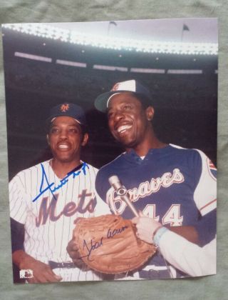 Hank Aaron & Willie Mays Autographed 8x10 - Atlanta Braves & Ny Mets Hof