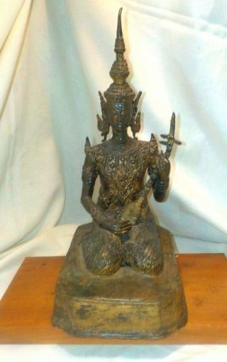 Vintage Antique Bronze Saraswati Statue Hindu Goddess Of Music Knowledge Art