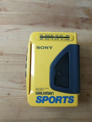 Vintage Sony Walkman Sports Wm - Af54 Yellow Cassette Player And Am/fm Radio