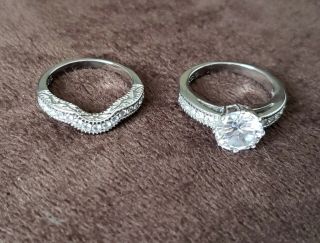 3.  15 Ct Round Cut Cz Stainless Steel Vintage Wedding Ring Set Women 