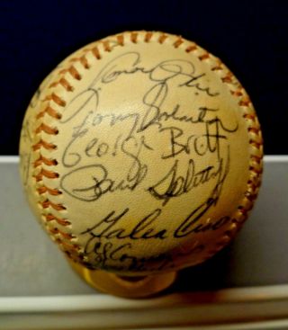 Autographed 1974 Kansas City Royals Team A.  L.  Ball - 28 Sigs - G.  Brett Rookie