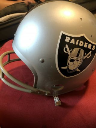Vintage Raiders Football Helmet Rawlings Hfnl Oakland Los Angeles With Chinstrap