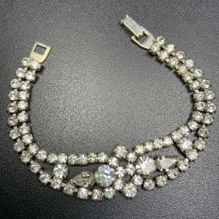 Vintage High End Bracelet 7.  5” Crystal Rhinestones Silver Tone Lot3