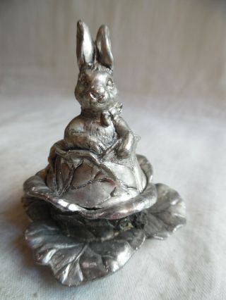 Vintage Mini Trinket Box Rabbit In Cabbage By Arthur Court