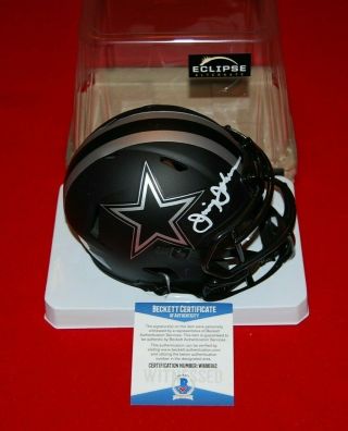 Jimmy Johnson Dallas Cowboys Signed Eclipse Mini Helmet Beckett Witnessed